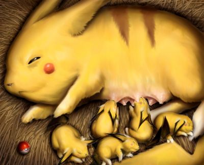 Pikachu nursing